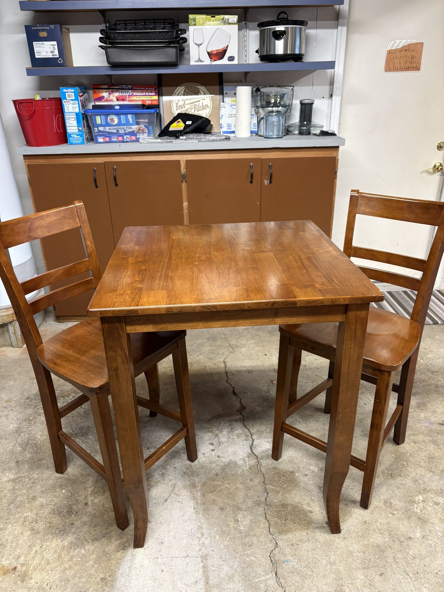 High table and two chairs