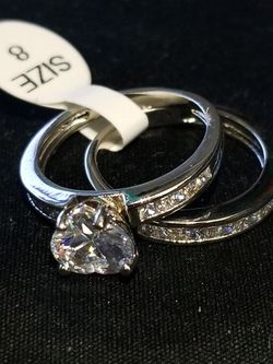 Heart s by Shape Women's Wedding engagement promises ring Diamond simulated ring size 8.0