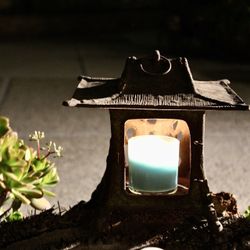 A vintage Japanese cast iron lantern
