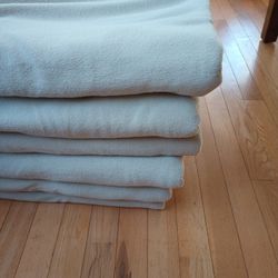 Six Large Cream Polar Fleece Blankets