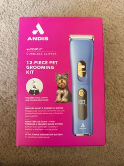 Andis enVISION Cordless Clipper 12-Piece Pet Grooming Kit