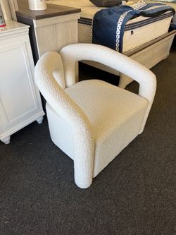 Cream Boucle Barrel Accent Chair