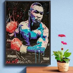 Mike Tyson / 1pc Unframed, Canvas Poster, Modern Art, Abstract Boxing Man Poster Competition Boxer Prints Canvas Painting