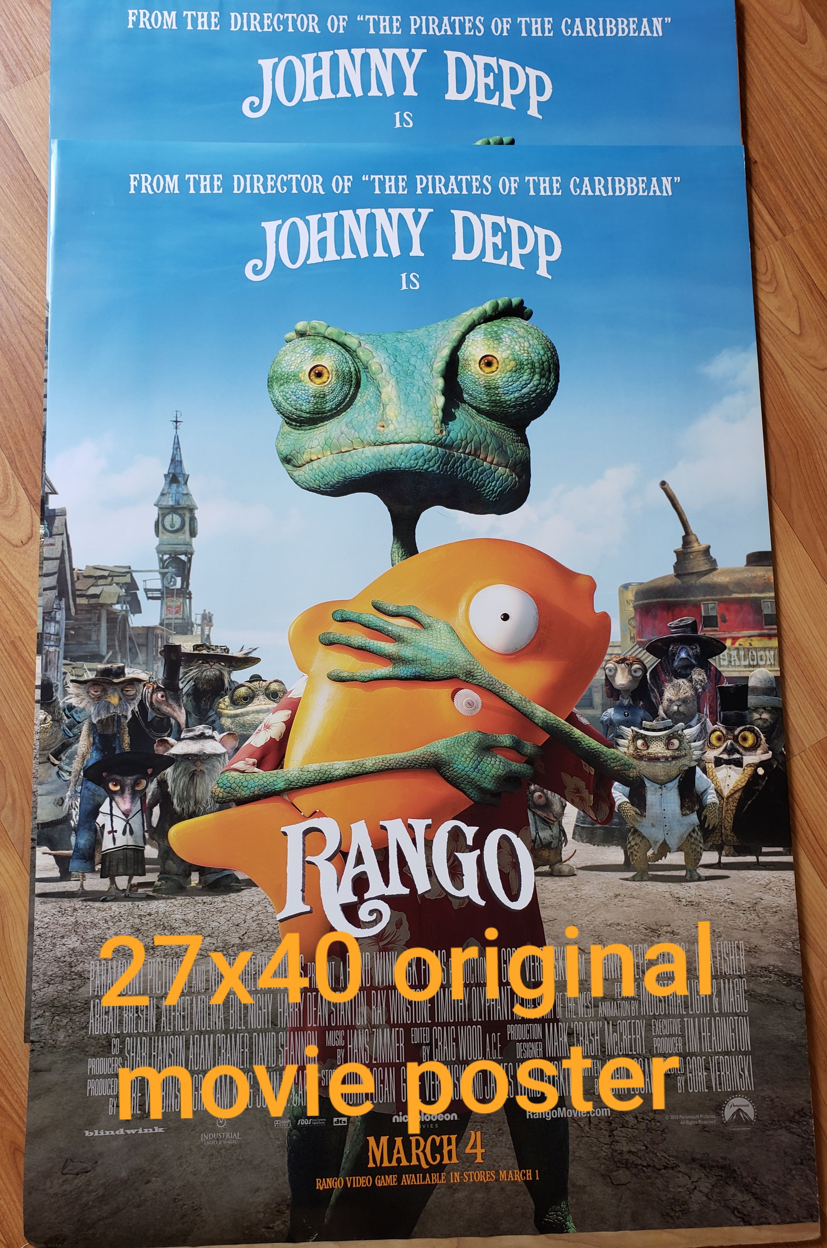 (×2)Rango movie original poster [2011] Nickelodeon animated film (original 27 X 40)