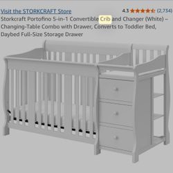 Crib with Attached Changing Table