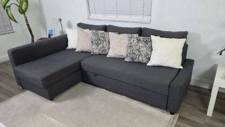 Modern 3-Seater Pull Out Sofa Bed L-Shaped Sofa Couch with Storage Chaise