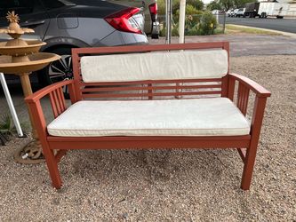 Wood Outdoor Patio Bench w/ Cushion