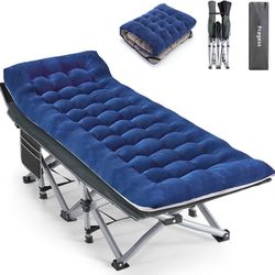 Camping Cot, Sleeping Cots, Portable Camping cots with Cushion, Pillow and Carry Bag, 1200D Double Layer Oxford, 600 LBS Weight Capacity Co