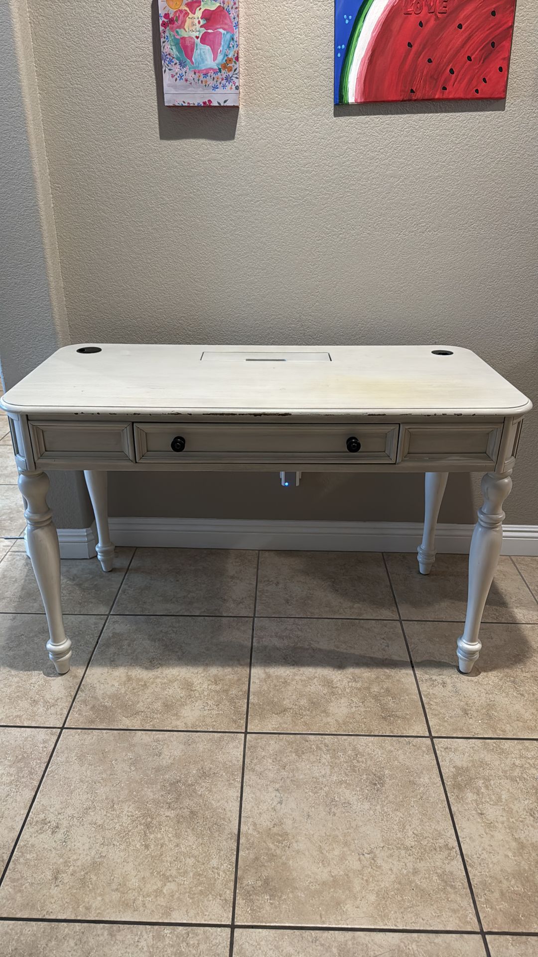 Maklaine Contemporary 48" Wood Desk Antique White