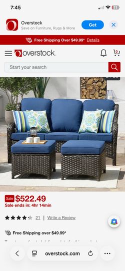 OVIOS Outdoor Couch New Vultros 3-Piece High Back with Ottoman