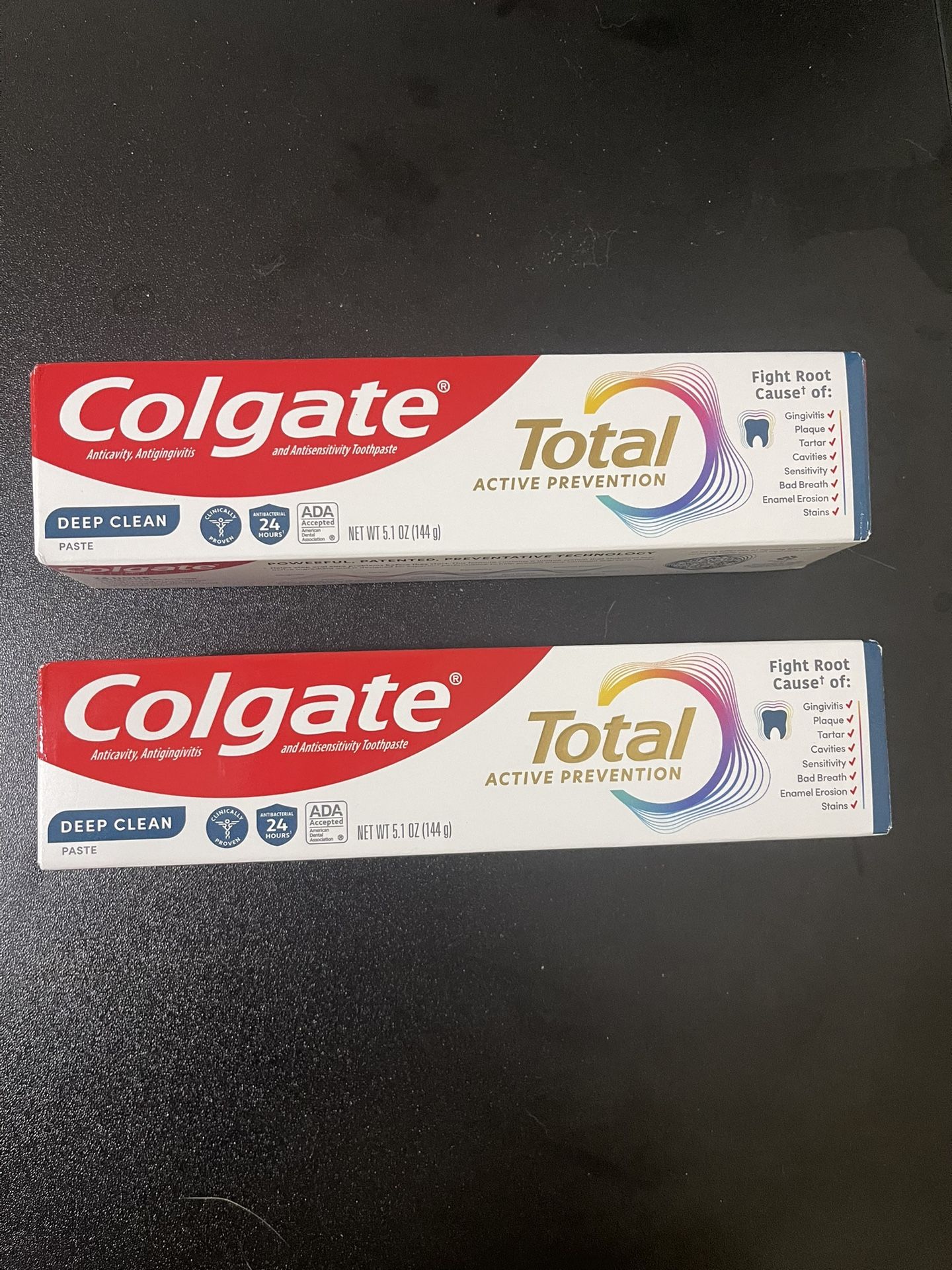 2Pack Colgate Total Active Prevention Deep Clean Toothpaste, Mint, 5.1 oz