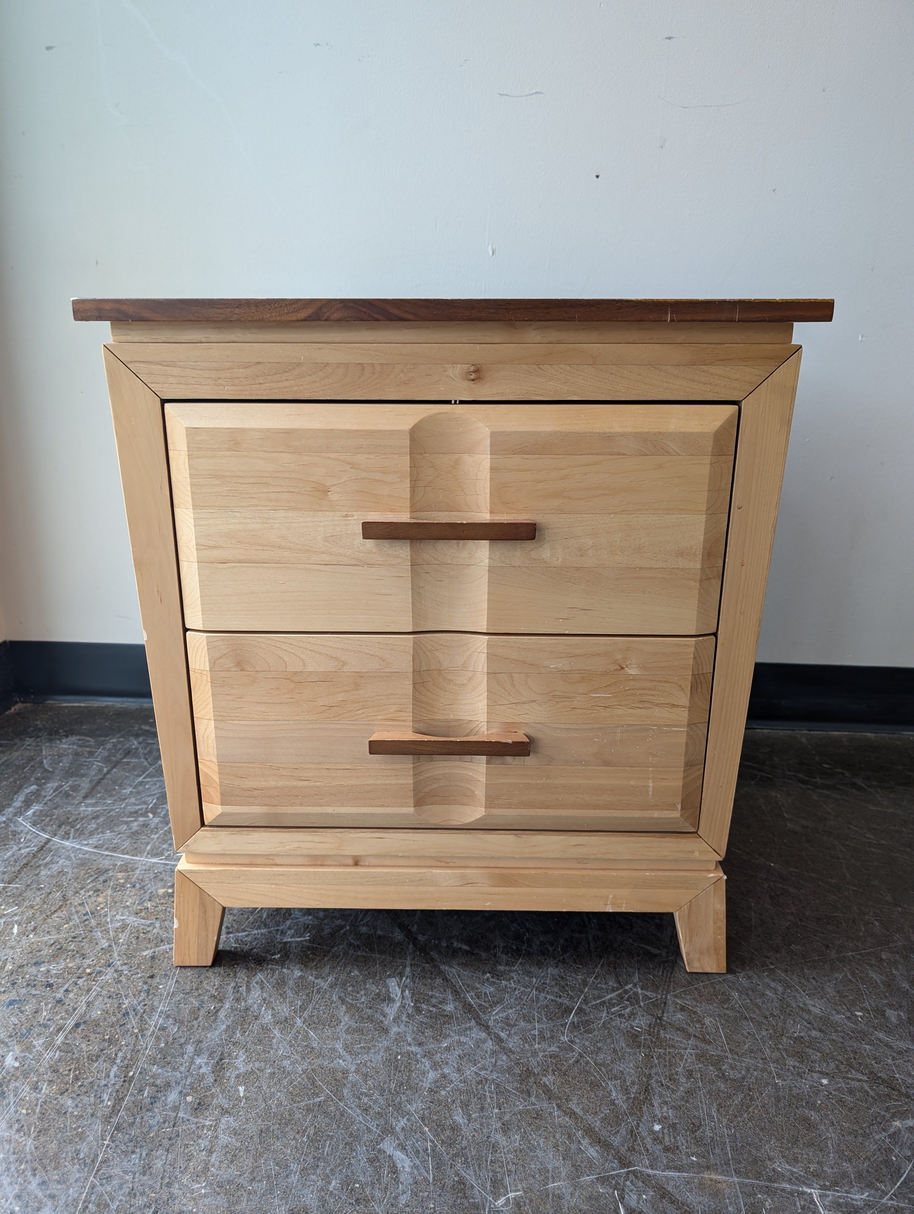 Two-Drawer Hardwood Nightstand with Warm Wood Finish