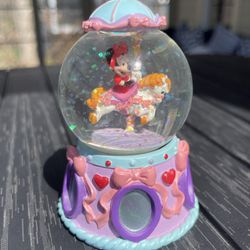 Mini Disney Snow Globe Minnie Mouse On Carousel Horse