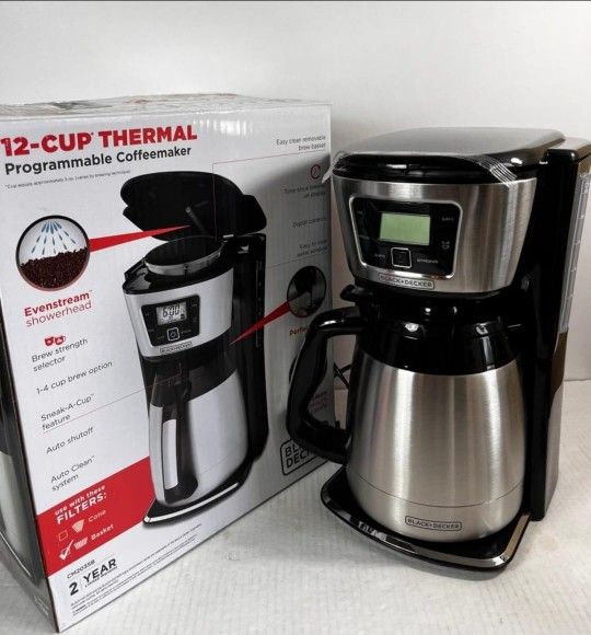 BLACK+DECKER 12 Cup Thermal Coffeemaker, Black/Silver, CM2035B #1009