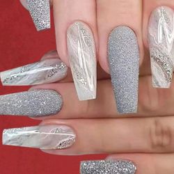 B2G1F 24-pcs. Long Coffin Press On Nails