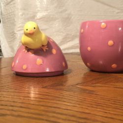 Polka Dot Egg With Duckling On Top Trinket Holder