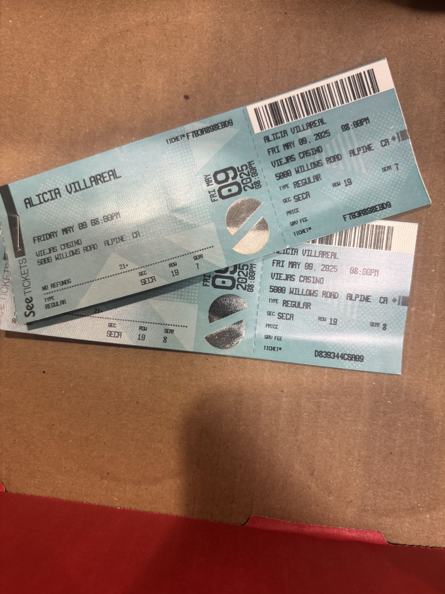 2 Tickets For Alicia Villarreal 