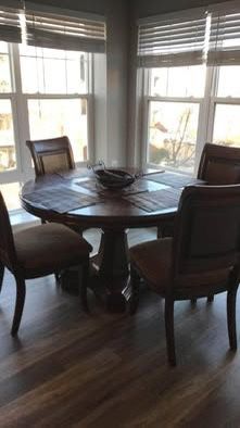 Rich Cherry Wood Dining Table + 4 Chair Set