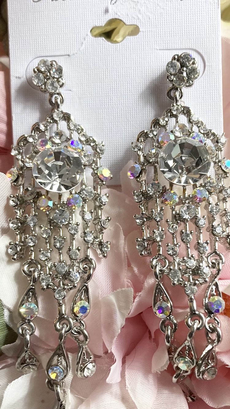 Holiday Gifts Long Crystal Earrings 3.5”