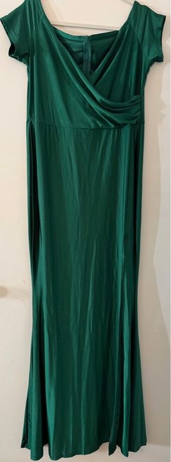 Green Satin Maxi Evening Dress