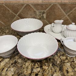 Vintage Schirnding Bavaria 6- Pc & Gibson 3-Pc Porcelain Set - Pink Trim