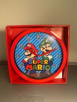 Super Mario Mario & Luigi Wall Clock Nintendo Red New in Box