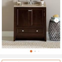 Glacier Bay Delridge 31 in. Single Sink Chocolate Bath Vanity with Caramel Cultured Marble Top