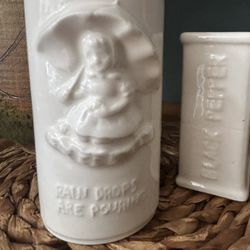 Vintage Morton Salt Girl And McCormick Black Pepper Shakers