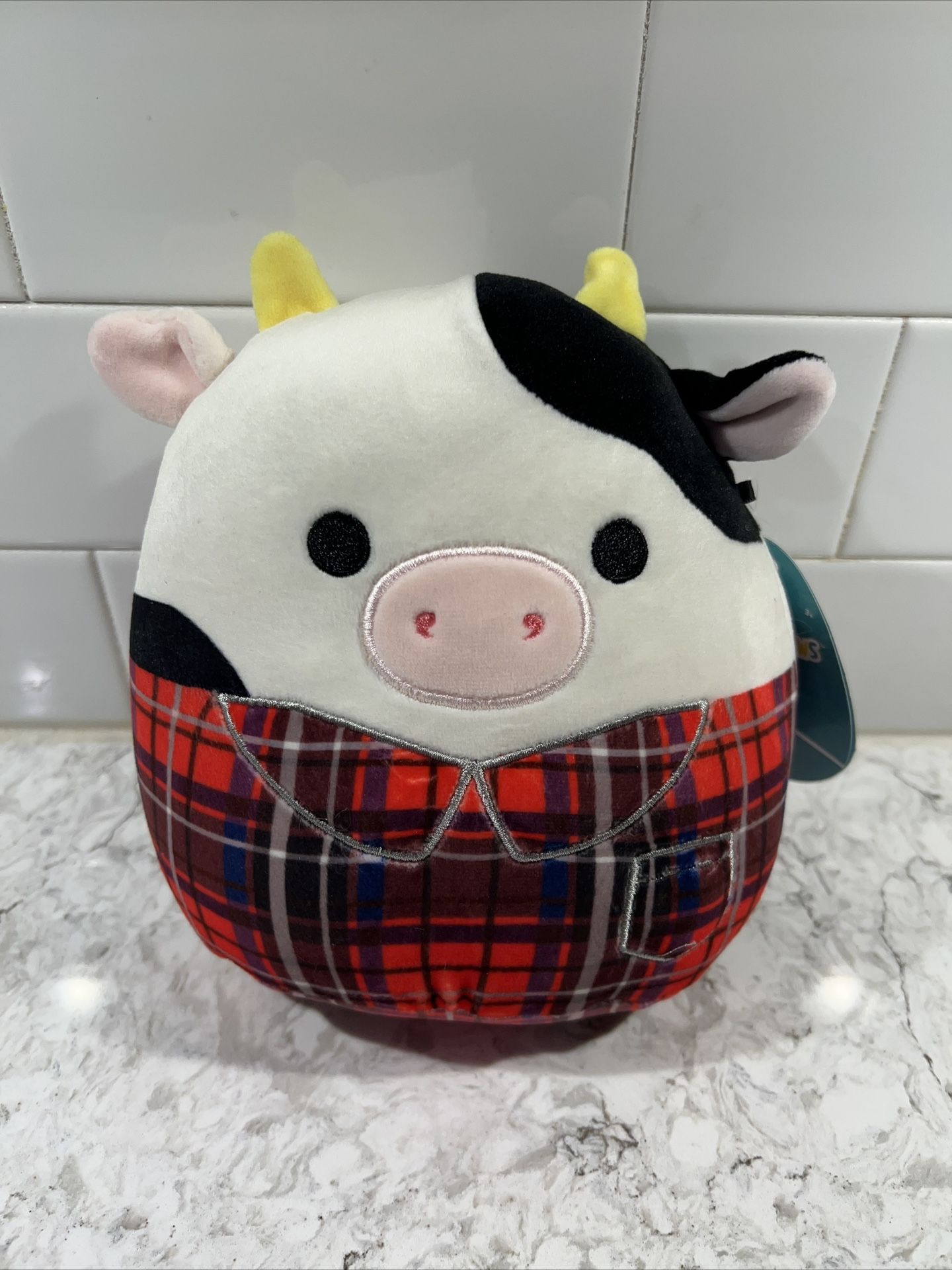 Kellytoy Squishmallows 7” Connor the Cow With Plaid Flannel 2022 Squad