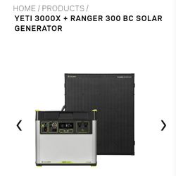 Net Zero Portable Yeti 3000x Solar Generator W/ Solar Panal