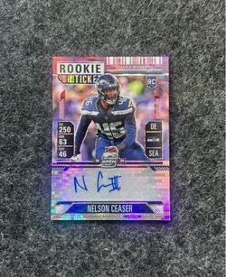 2024 Panini Contenders Optic Football - Nelson Ceasar - Rookie Ticket #’d 10/21 - Purple Pulsar Prizm RC
