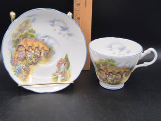 Vintage Regency English Bone China Cup & Saucer Set, Cottage Garden