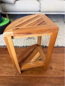 Teak shower shelf