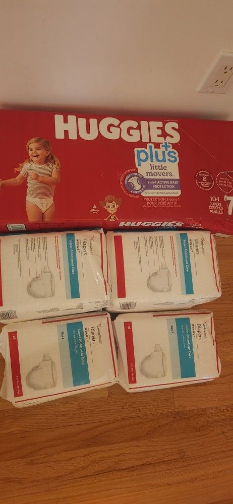200 Diapers Size 7 Huggies Plus And Wings 41+ Pounds