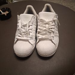 White Leather Adidas Tennis Shoes 8 1/2 Men's 