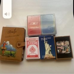 Antique Bridge Cards Games In Leather Wallet Lake Hopatcong Nu and 4 More Deck Cards Games