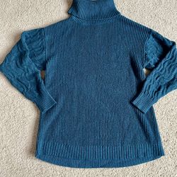 Women’s Teal Turtleneck Sweater