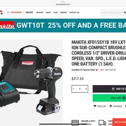 MAKITA 18V LXT® Lithium‑Ion Sub‑Compact Brushless Cordless 1/2" Driver‑Drill Kit (1.5Ah)
