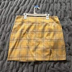 Yellow Plaid Mini Skirt A Line Size 12