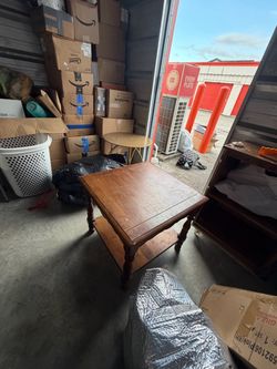 Wooden End Table with Lower Shelf