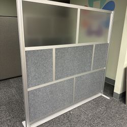 2 Partition Panels w/ Partial Windows & 3 Solid Gray Fabric Partitions