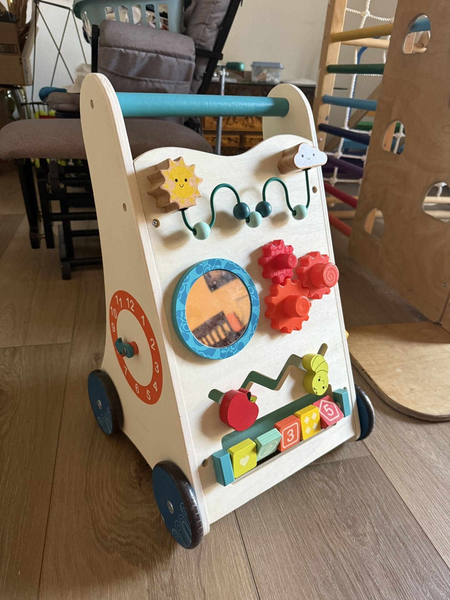 Wooden Baby Walker + Activity Center