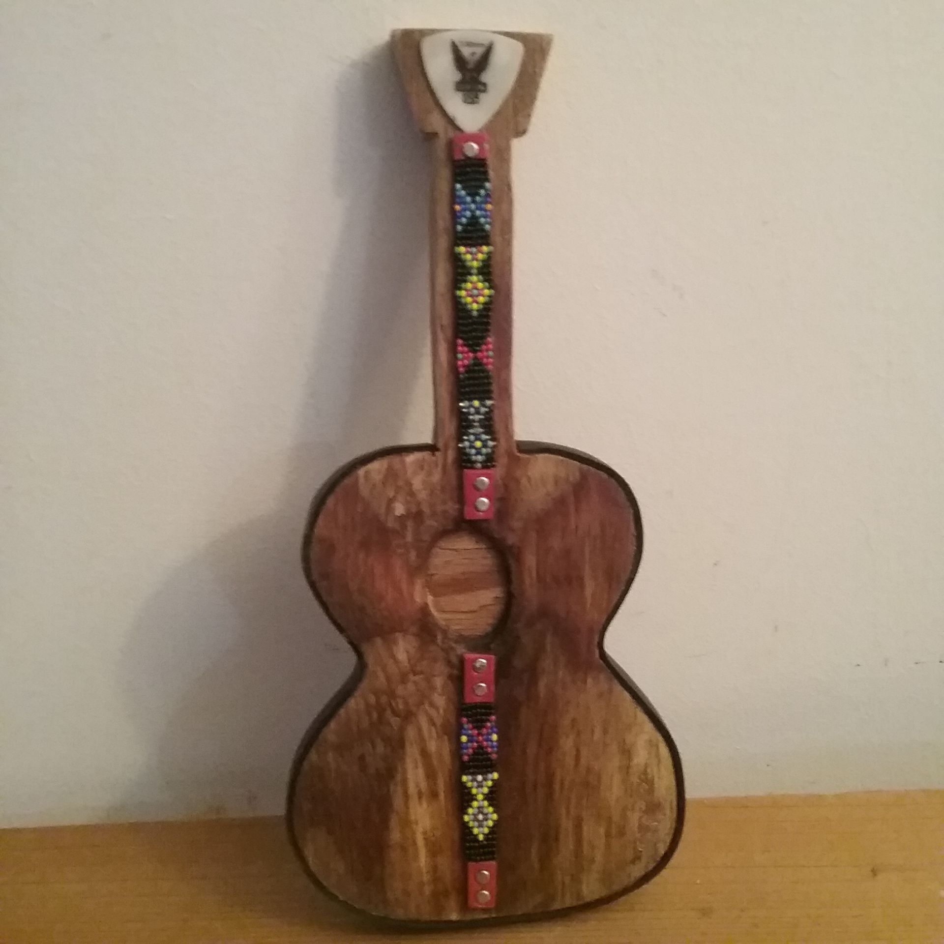 Handmade refurbished wood guitar 7" long
