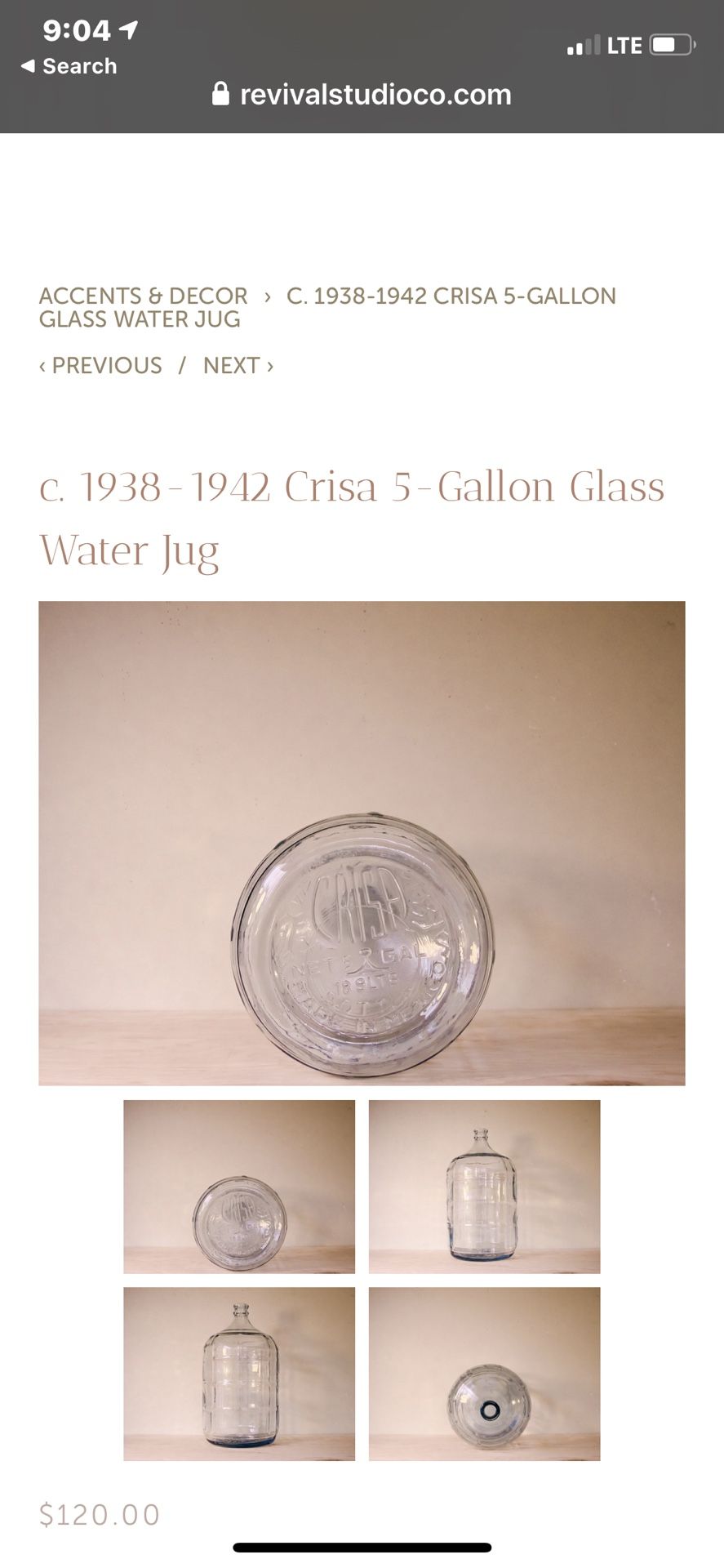 CRISA 5 Gallon jar