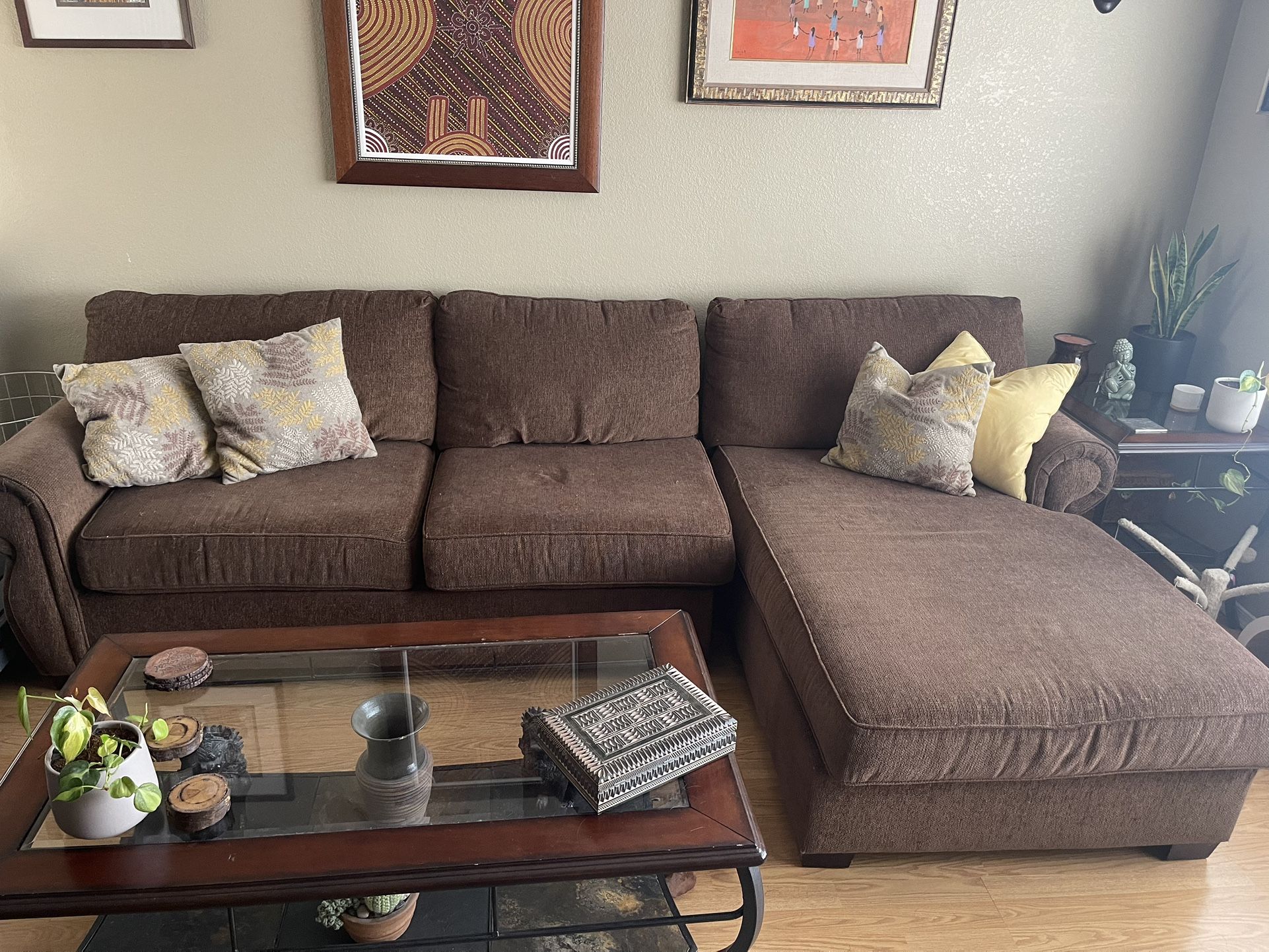 Brown L Shaped Couch