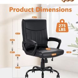 ✌️ 2Pcs CLATINA Mid Back Leather Office Executive Chair with Lumbar Support and Padded Armrestes Swivel Adjustable Ergonomic Design for Home Computer 