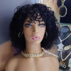 Flash 100% human hair Curly bob wig