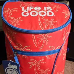 Life Is Good Red Palm Tree Cooler Backpack New with Tags