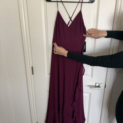 In Love Forever Lace Up High-Low Maxi Dress Plum