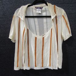 John Galliano Paris Tan/Brown Leather Knit Camisole & Cardigan Size Medium/Large